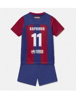 Barcelona Raphinha Belloli #11 Domácí dres pro děti 2023-24 Krátký Rukáv (+ trenýrky)